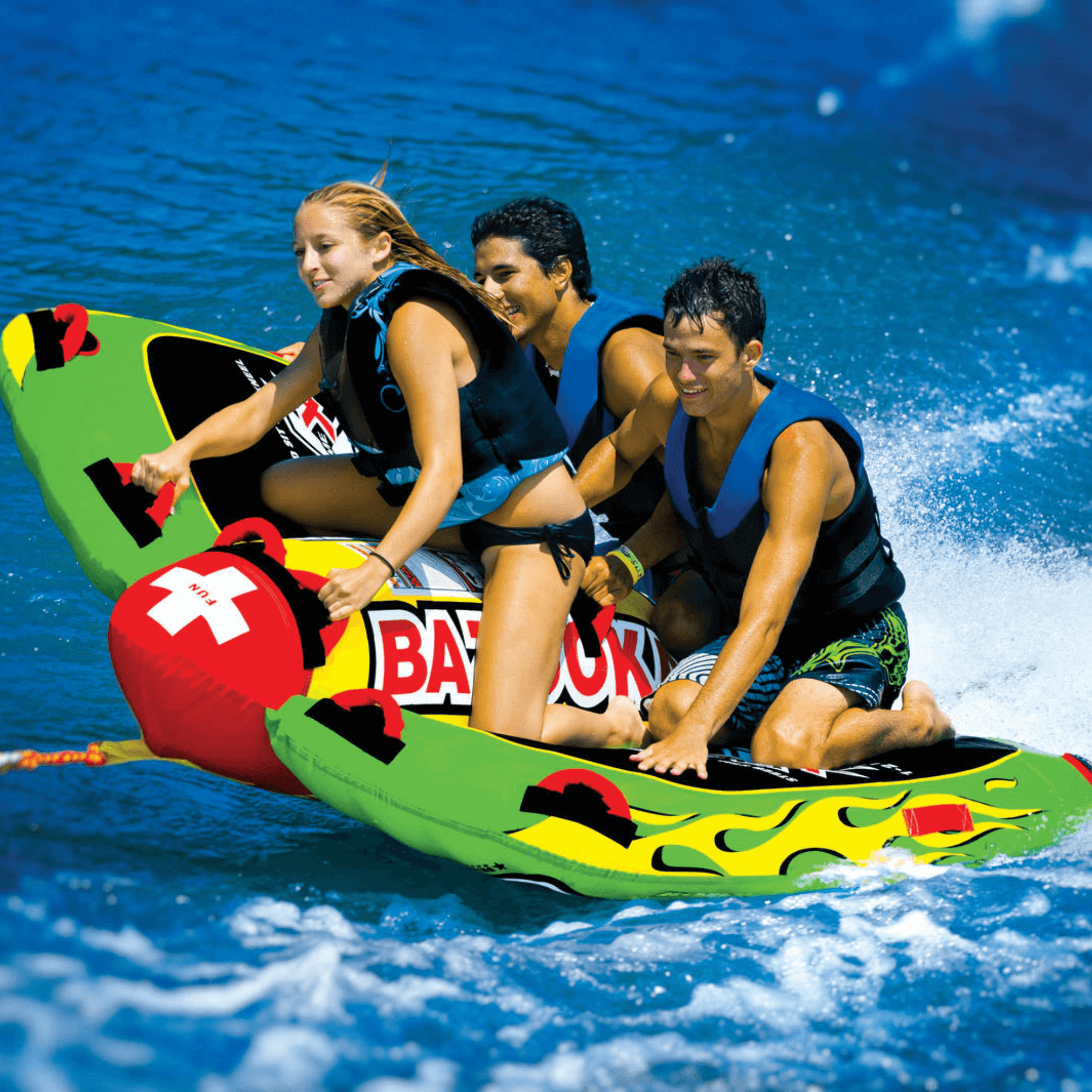 WOW Sports Big Bazooka 1-4 Person Steerable Towable Water Tube For Pool and Lake