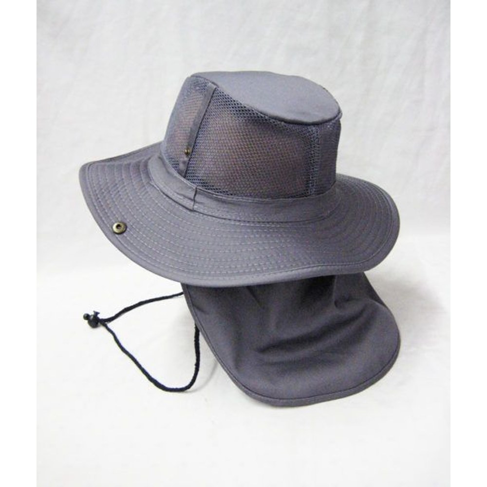 24 Wholesale Men's Mesh Boonie / Hiking Hat In Grey